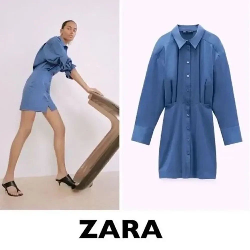 ✨Zara Blue Pleated Shirt Dress✨